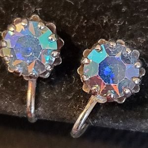 Vintage screw back aurora borealis stud earrings